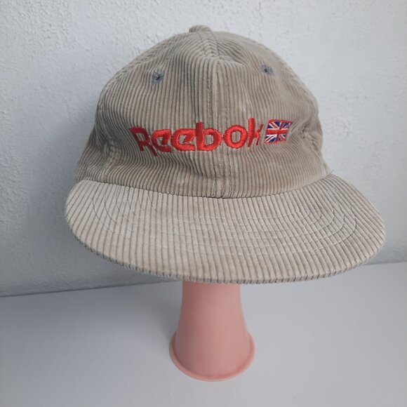 Vintage Reebok Corduroy Zip Hat UK OSFA Adjustable Back Zipper Brown BaseballCap - Picture 4 of 7